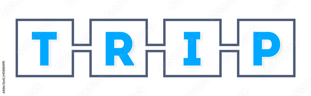 Trip - text written in boxes on white background Trip - text written in boxes on white background
