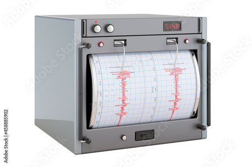 Seismograph side view, 3D rendering photo