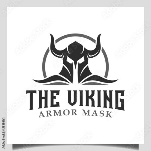 vintage hipster Viking Armor Helmet logo design for Cross Fit, Boat Ship, Gym, Game Club, team Sport symbol