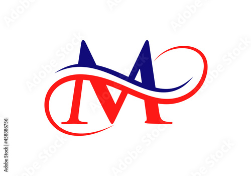 M Logo With Creative Curved Vector Illustration. Initial Letter M Modern Shape Logo Design Template