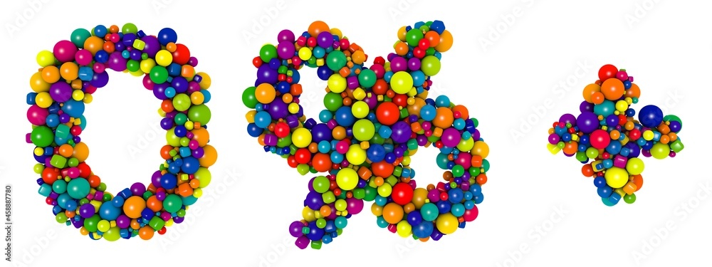 Multicolored letters number 0. Funny 3D illustration. Glossy multicolored decorative balls text. Multicolored letters number 0. Funny 3D illustration. Glossy multicolored decorative balls text.