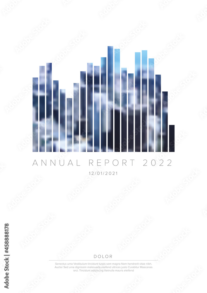 Light annual report front cover page template with photo graph