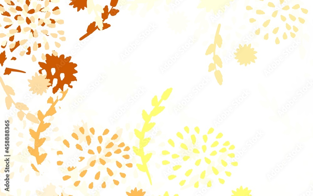 Light Yellow vector doodle backdrop with flowers