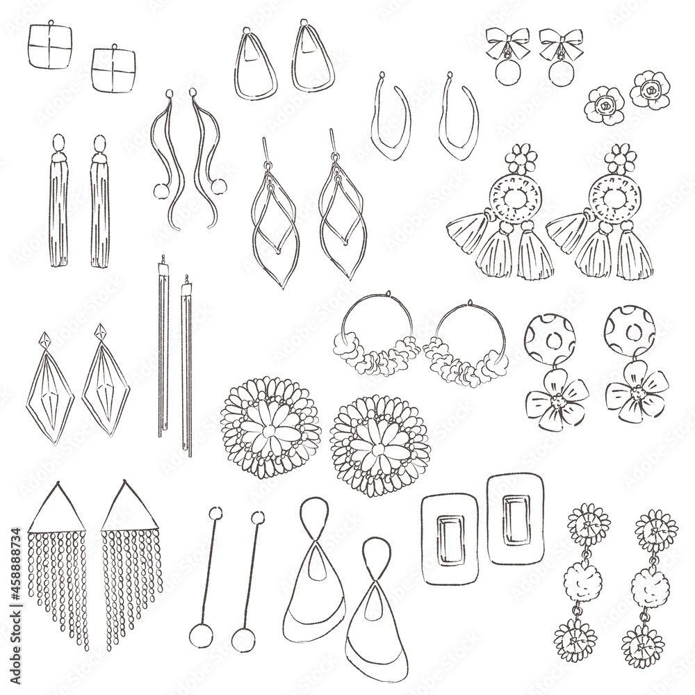 ピアス イヤリング イラストセット 白 Stock イラスト Adobe Stock