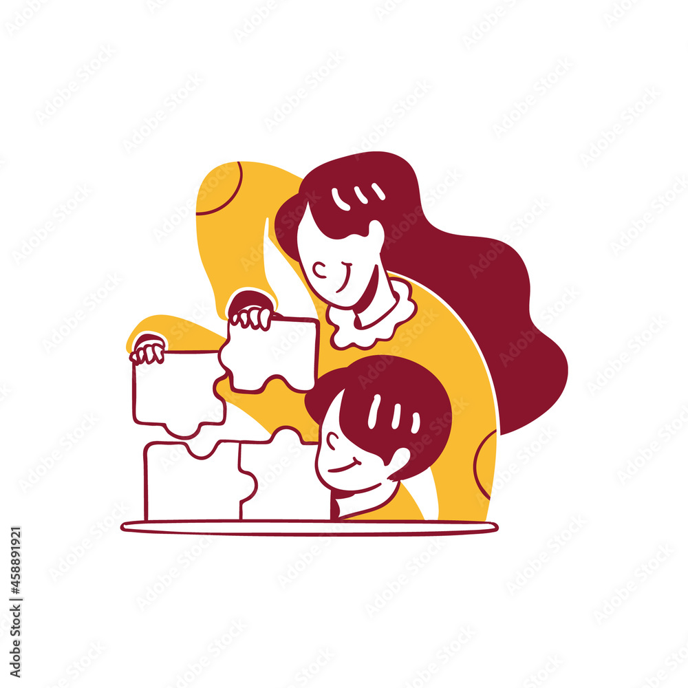 People in Teamwork Build Strategy together to solve puzzle problem concept Icon Illustration in Outline Hand Drawn Design Style People in Teamwork Build Strategy together to solve puzzle problem concept Icon Illustration in Outline Hand Drawn Design Style