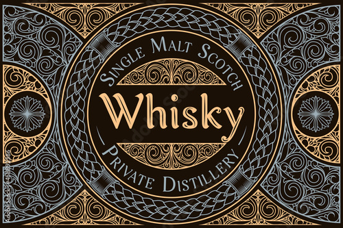 Scotch whisky - ornate vintage decorative label