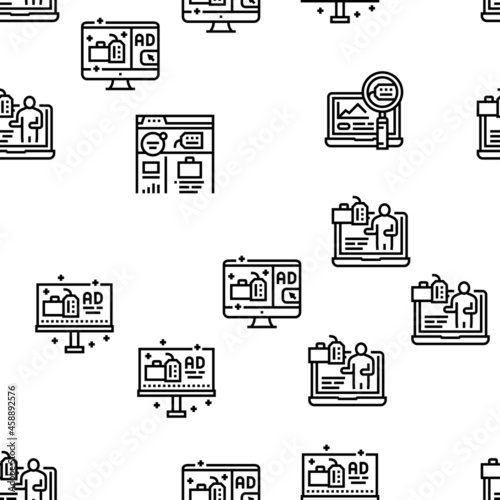 Reputation Management Vector Seamless Pattern Thin Line Illustration