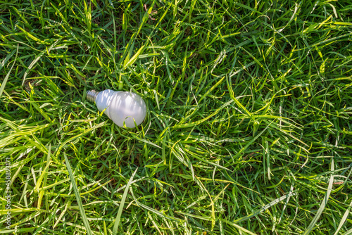 Light bulb on the grass.