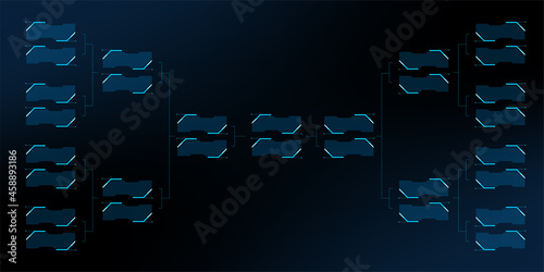 Championship tournament bracket in futuristic style wiith HUD elements. Vector Illustration design