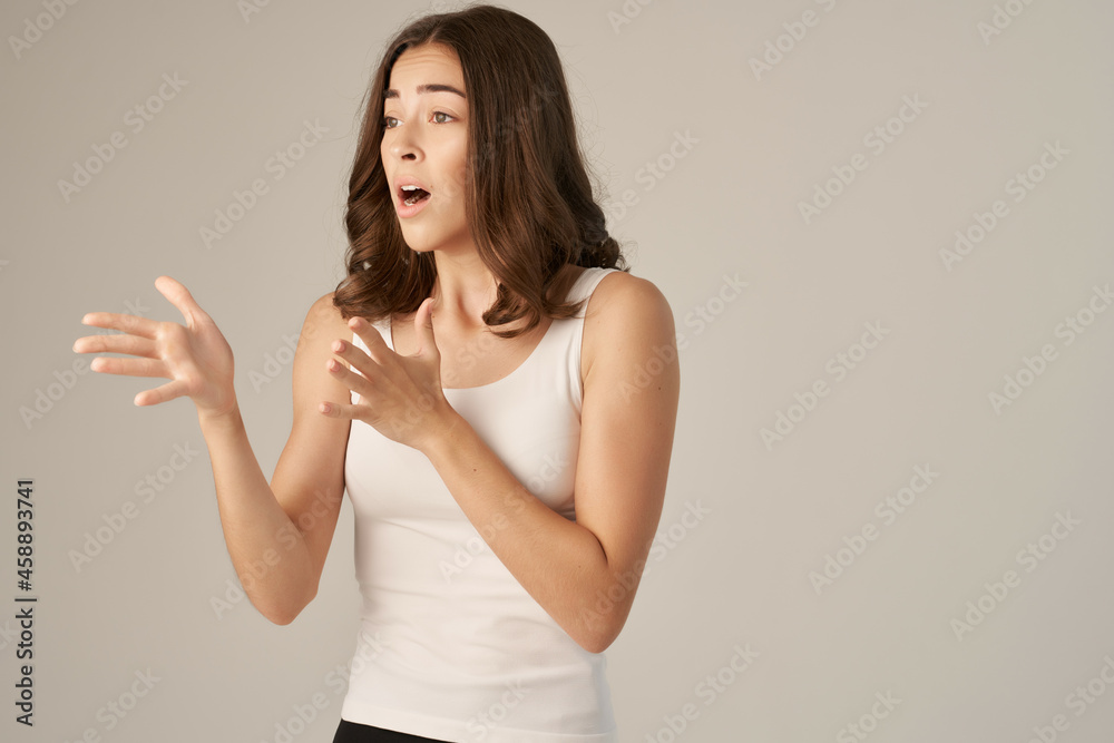 pretty woman posing glamor cosmetics light background pretty woman posing glamor cosmetics light background