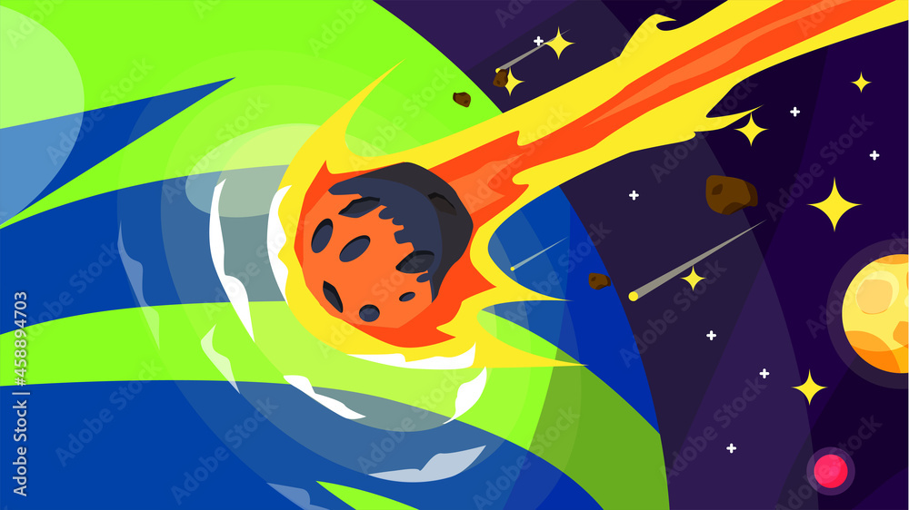 Fototapeta premium Asteroid crashed into earth 1 - Space Background Illustration