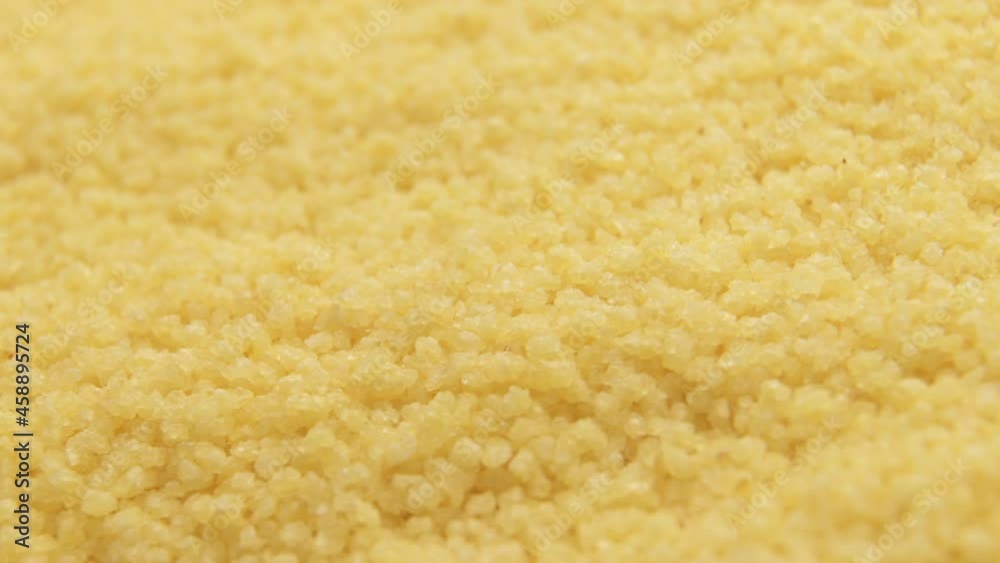 Croup couscous close up slowly rotates Croup couscous close up slowly rotates
