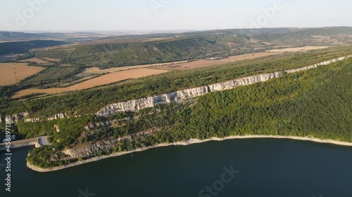 Aerial view of Aleksandar Stamboliyski Reservoir, Gabrovo and Veliko Tarnovo Regions, Bulgaria photo