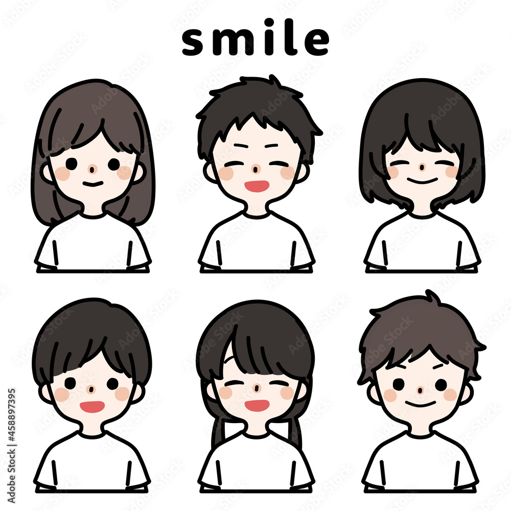 人物イラストセット_子供_笑顔 人物イラストセット_子供_笑顔