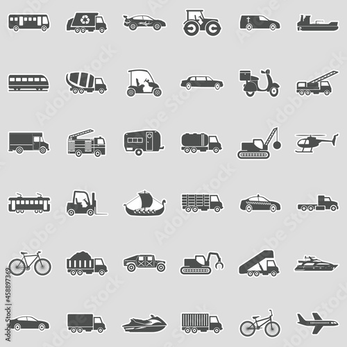 Fototapeta Naklejka Na Ścianę i Meble -  Transportation Icons. Sticker Design. Vector Illustration.