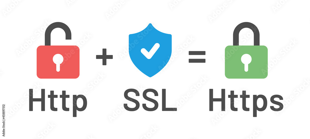 HTTPS security icon. SSL certificate for the site. Vector illustration. HTTPS security icon. SSL certificate for the site. Vector illustration.