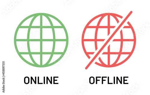 Online and offline icon. Globe icon symbol of internet connection. photo