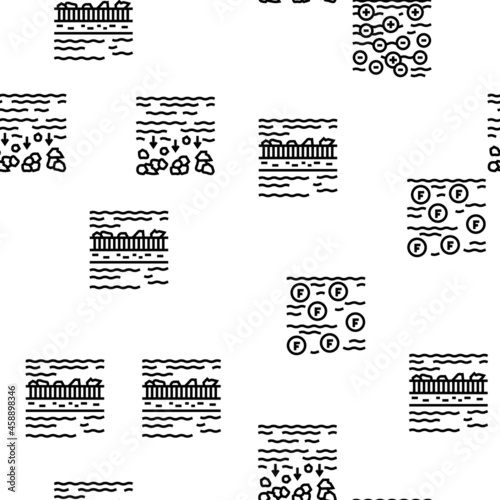 Water Filter Equipment Vector Seamless Pattern Thin Line Illustration