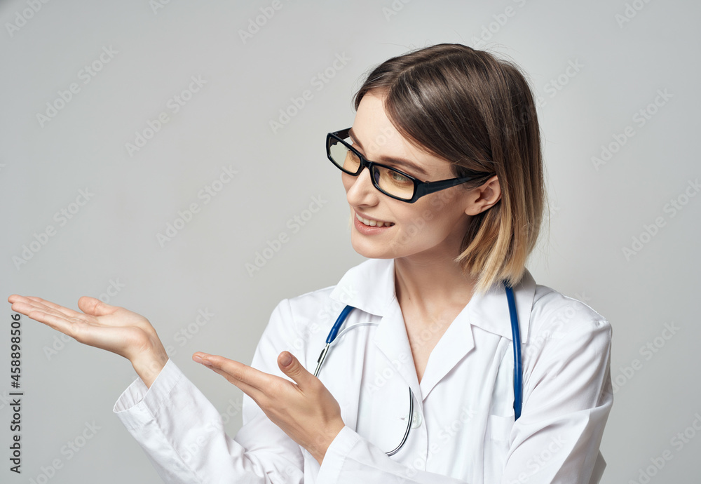 female doctor with stethoscope hospital Studio female doctor with stethoscope hospital Studio