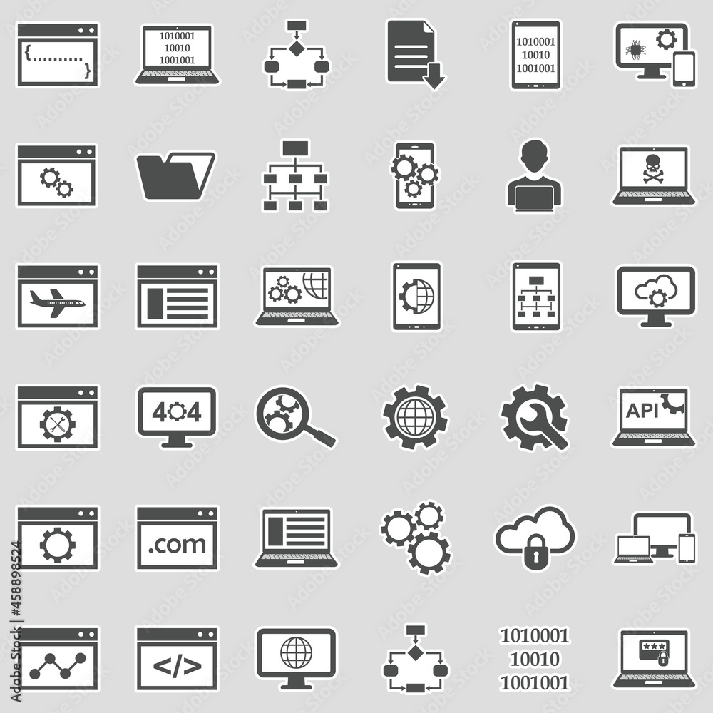 Website Development Icons. Sticker Design. Vector Illustration.