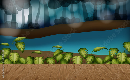 Empty nature landscape scene with blur background