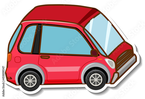 A sticker template with mini car in cartoon style isolated