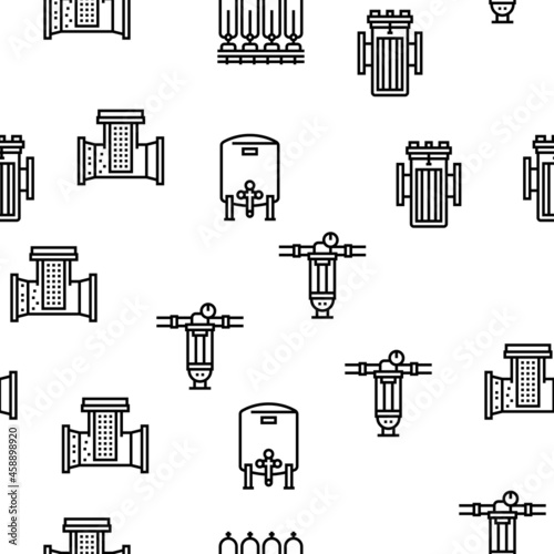 Water Filter Equipment Vector Seamless Pattern Thin Line Illustration