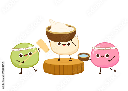 Making mochi vector. Mochi character design. Mochi vector.