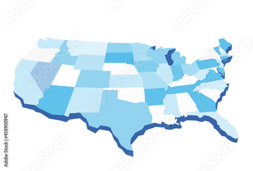 Mappa geografica degli Stati Uniti isolato sullo sfondo bianco photo