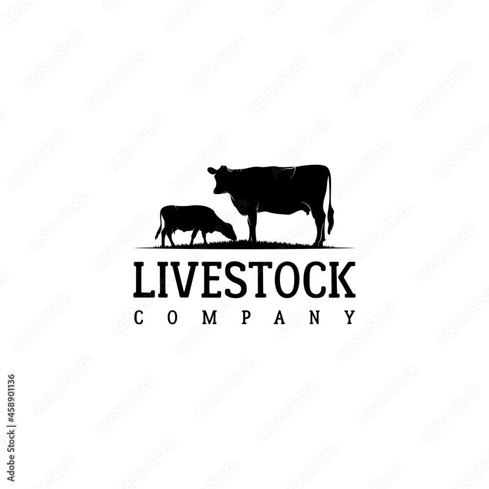 livestock farm barn cattle angus cow logo design Stock Vector | Adobe Stock