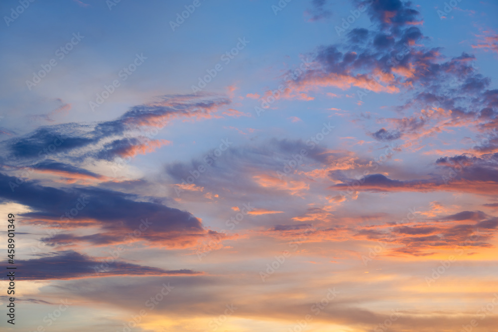 Sunset sky with beautiful clouds background.