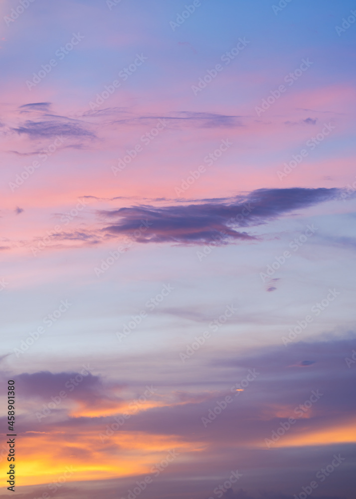 Beautiful clouds at sunset, the colors of pastel sky nature background.