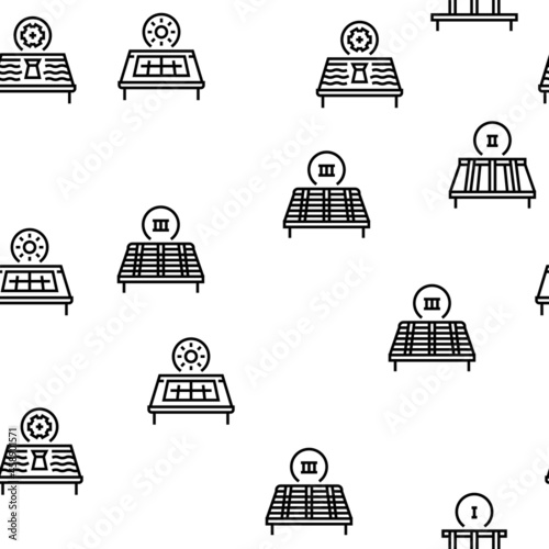 Roof Replacement Job Vector Seamless Pattern Thin Line Illustration