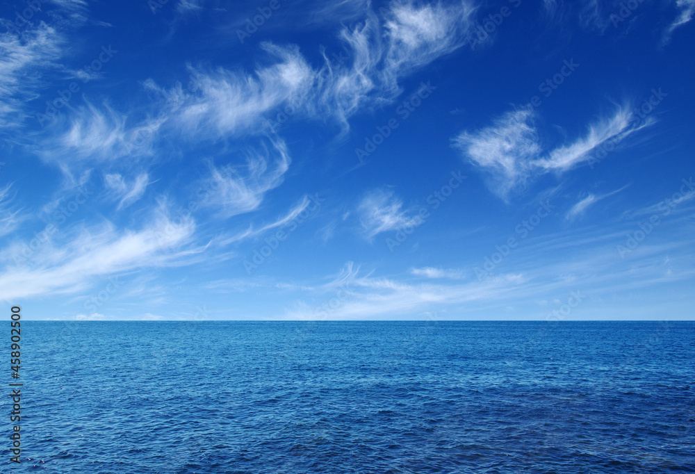 Blue sea with waves and sky
