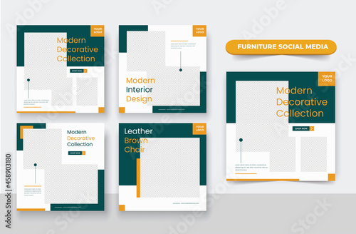 Collection of home decor and furniture sale social media post template best for business online promotion and social web advertising