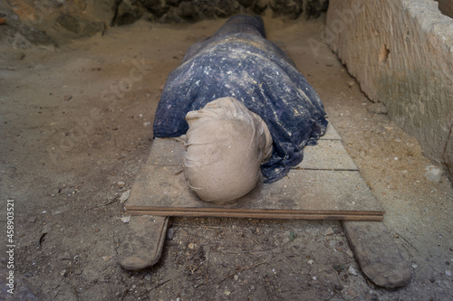 фотографія Human remains or corpse from the Phoenician era in the Puig des Molins necropolis in Ibiza