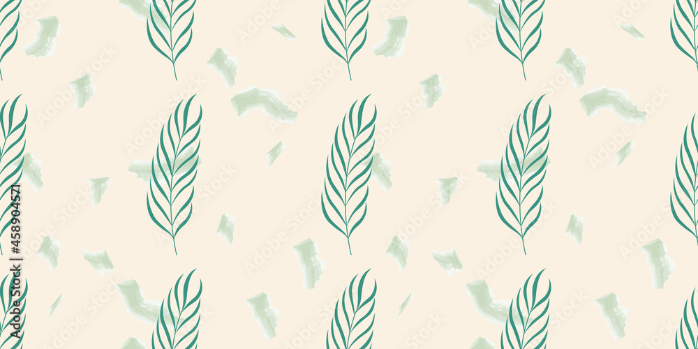 Leaves seamless pattern in pastel color. Nature background. Vector illustration for design.