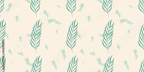 Leaves seamless pattern in pastel color. Nature background. Vector illustration for design. © alia.kurianova