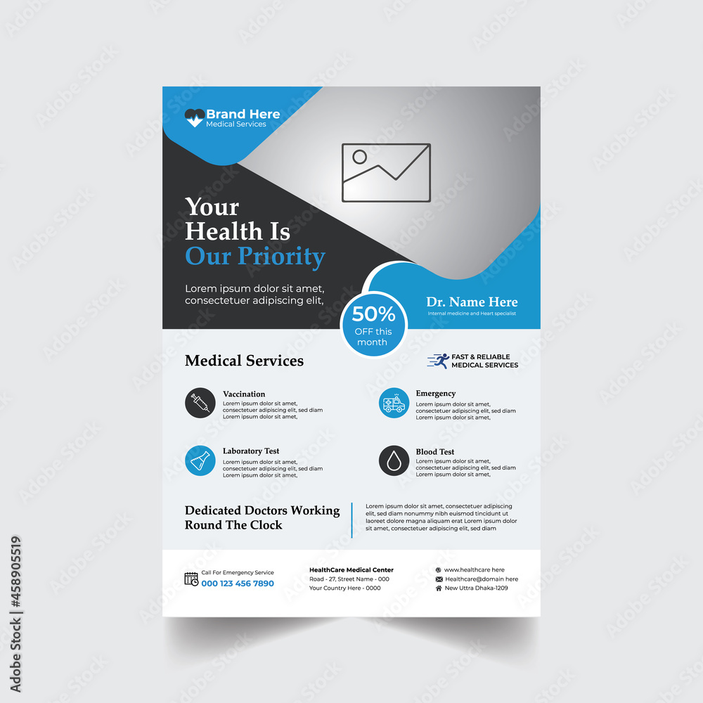 Corporate Medical Flyer Design Template vector
