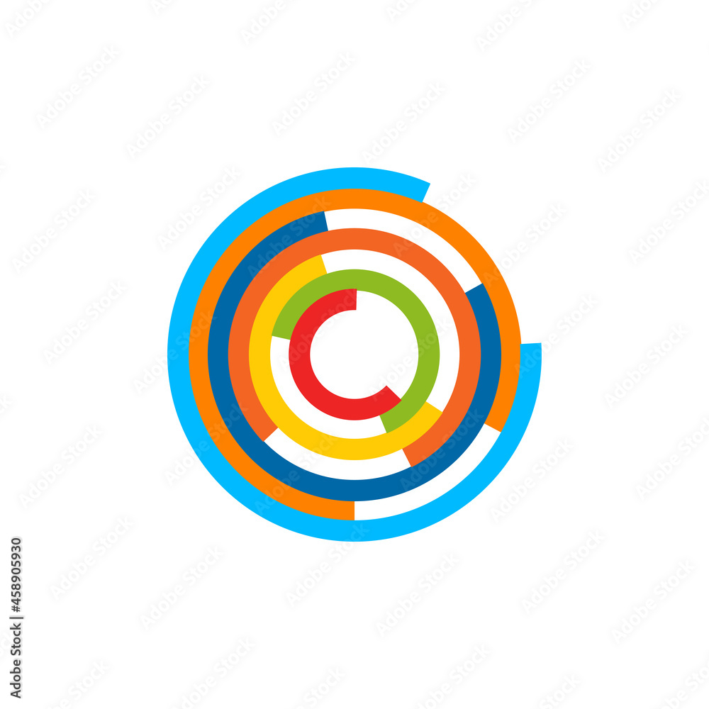 Modern colorful hal circles technology logo design Modern colorful hal circles technology logo design