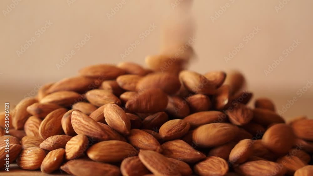 ripe clean walnut almonds close up. background. product rich in minerals and vitamins. Macro.