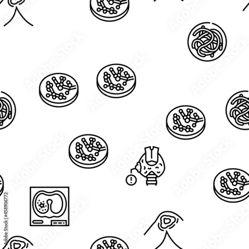 Bacteria Infection Vector Seamless Pattern Thin Line Illustration