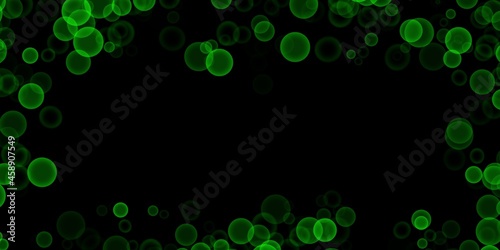 Abstract green bokeh Dark black background