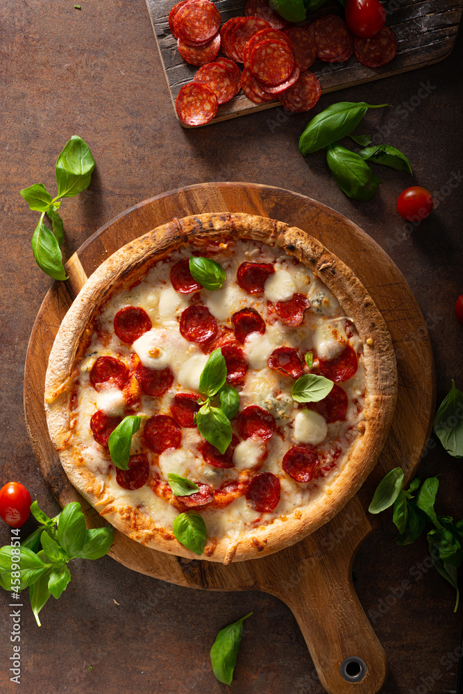 Salami neapolitan pizza