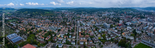 Aerial view of the city winterthur in Switzerland on a sunny morning day in summer