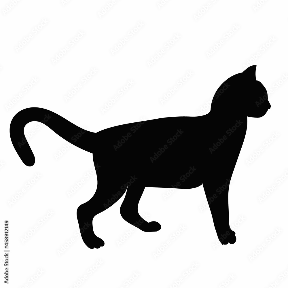 black silhouette of a cat on a white background