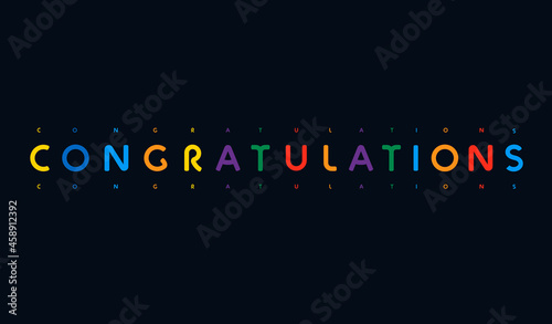 Congradulations lettering, colorful poster, greeting banner, color letters for kids birthday, childhood festival. Success congrats message, festive colored text. Vector illustration