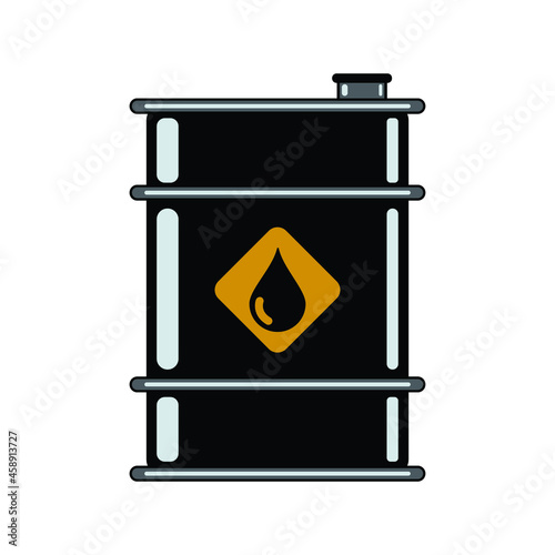 Crude oil drum vector illustration gasoline gallon storage. Black oil barrel.Fracking extraction production oil barrel petroleum vector illustration. Oil stock prices and crisis. 