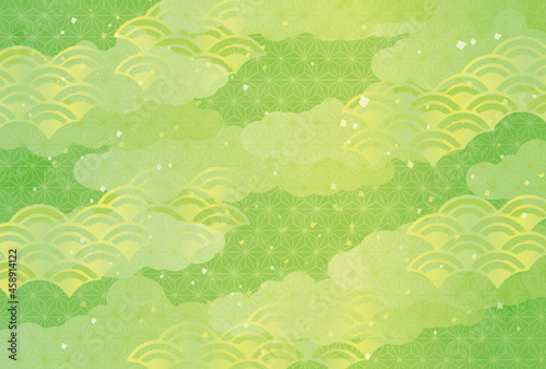 和柄背景　イラスト　黄緑