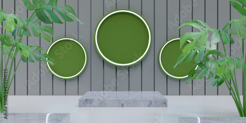 3D rendering Stage display platform.concept 3d product present cosmetic mockup.